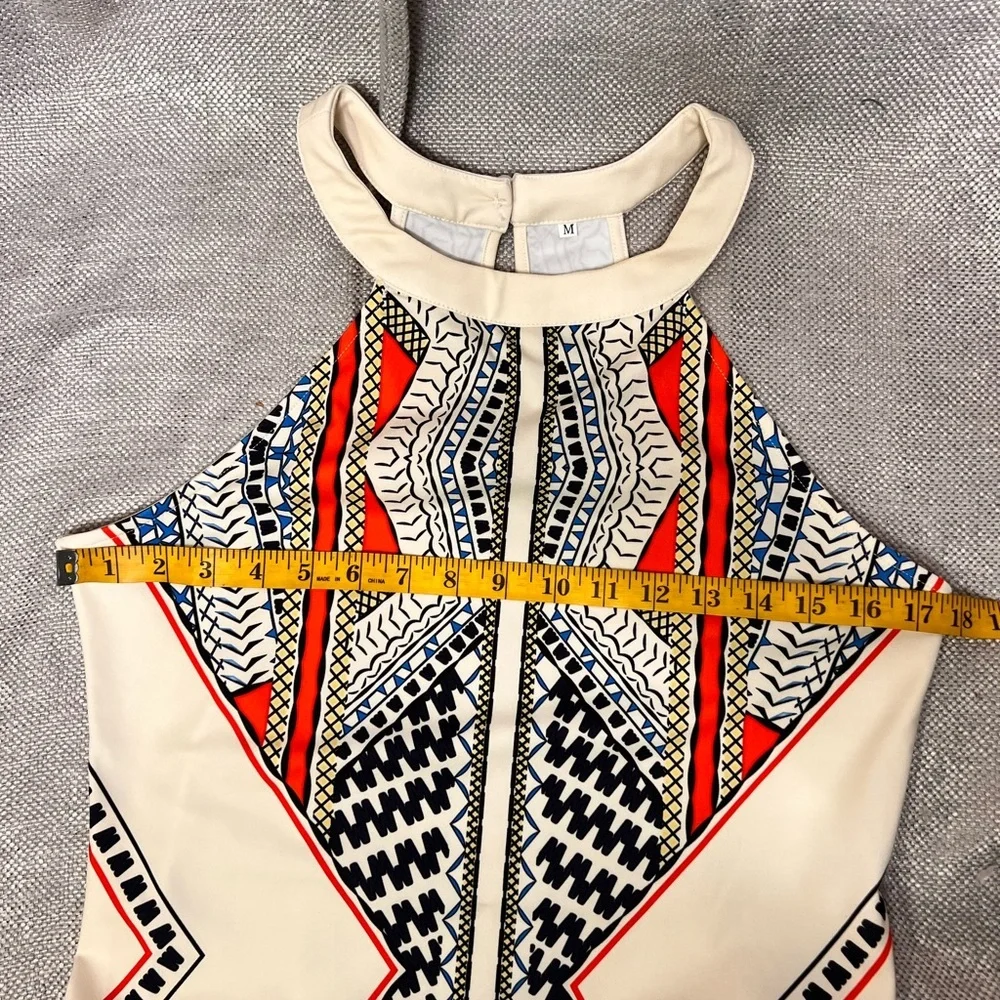 Geometric Print Halter Dress‎